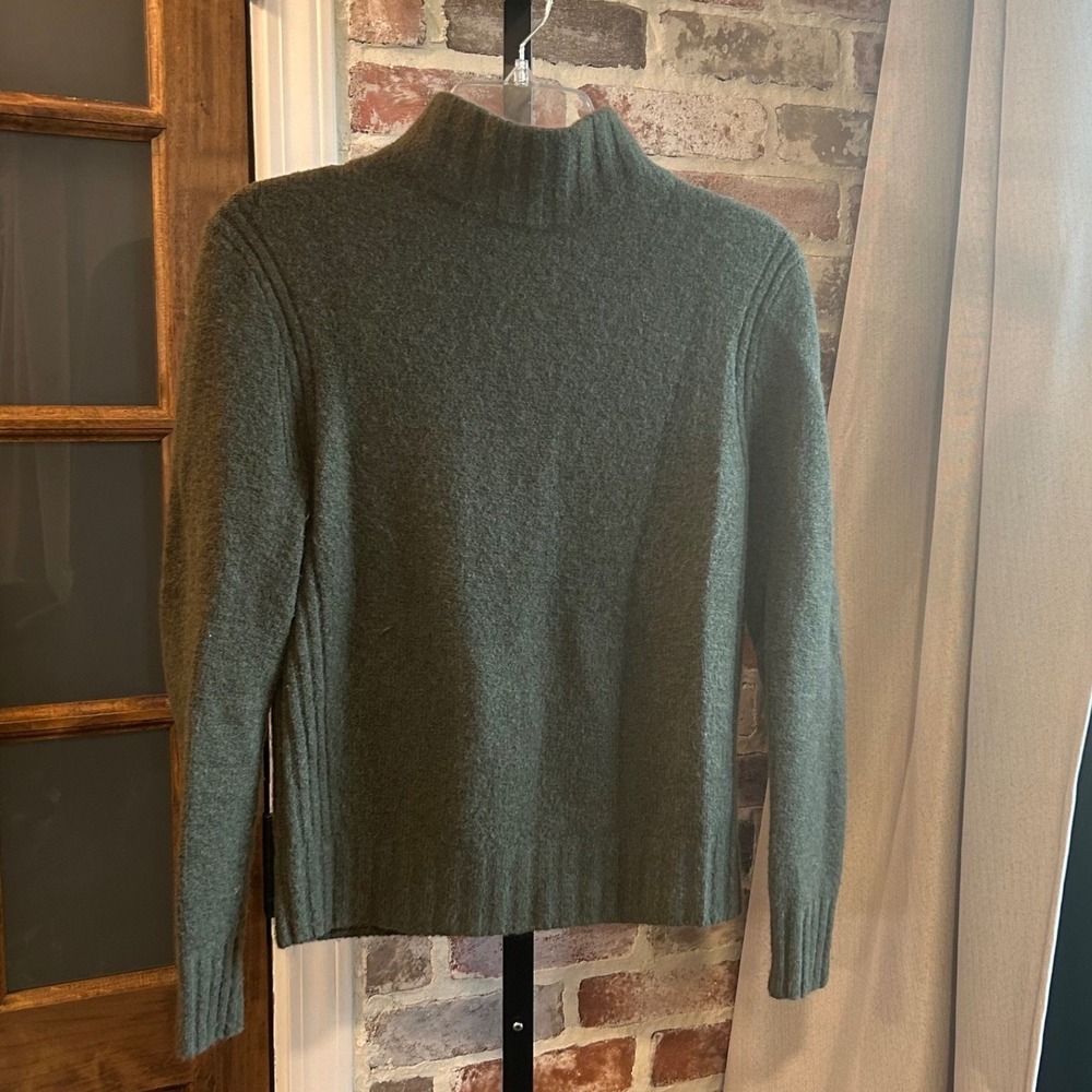 J. Crew Point Sur Sweater Women Olive Merino Wool Alpaca Blend Mock Neck XS
